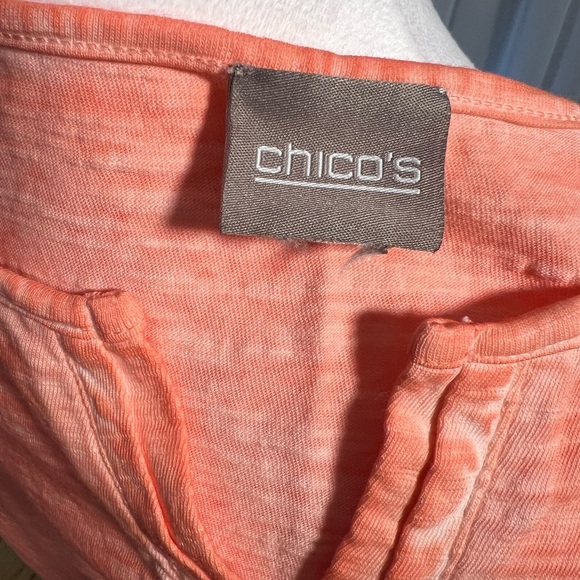 Chico’s Short Sleeve Peach Slub Knit Tee Shirt - Picture 3 of 3